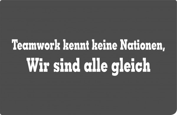 Teamwork kennt keine Nationen, Wir sind alle gleich Flex